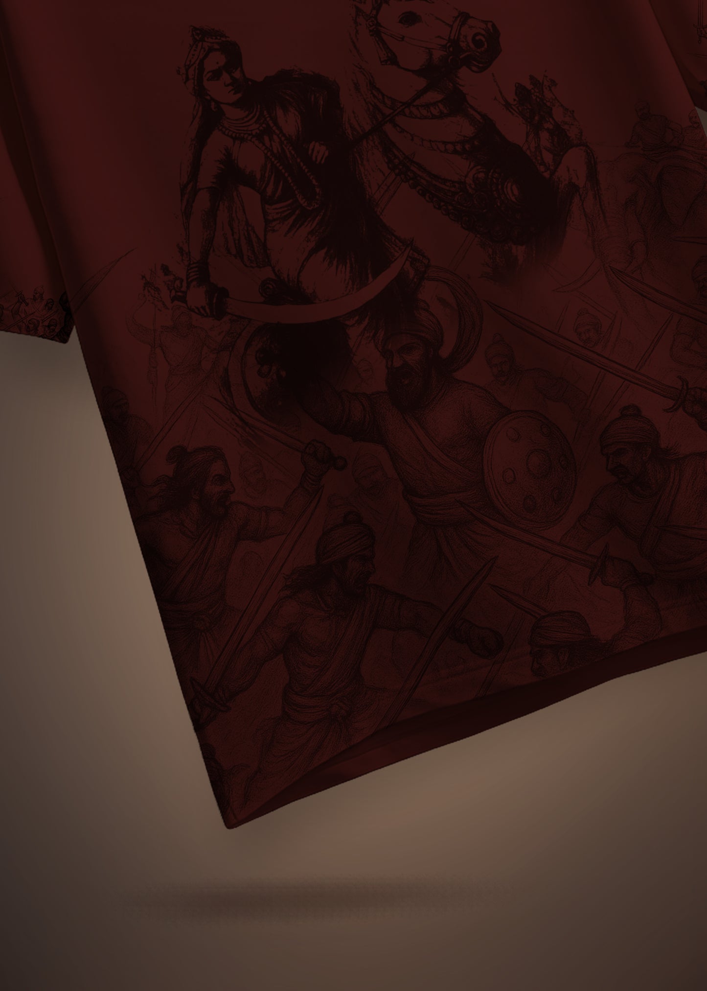 Velu Nachiyar Battle Field Printed T-Shirt-Brown