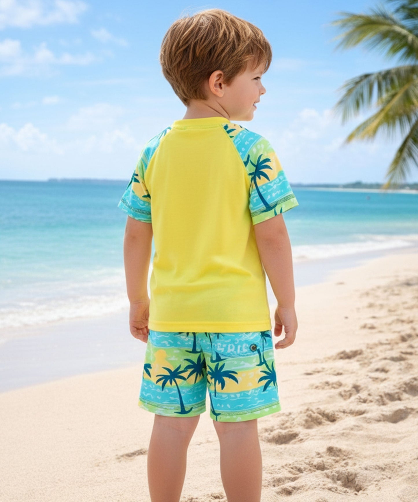 J&JP Boys Beach Theme Printed T-Shirt and Shorts Set