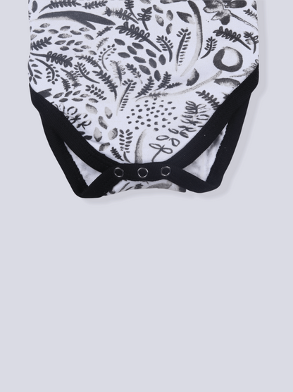 Babies Black Half Sleeve Printed Soft Cotton Romper