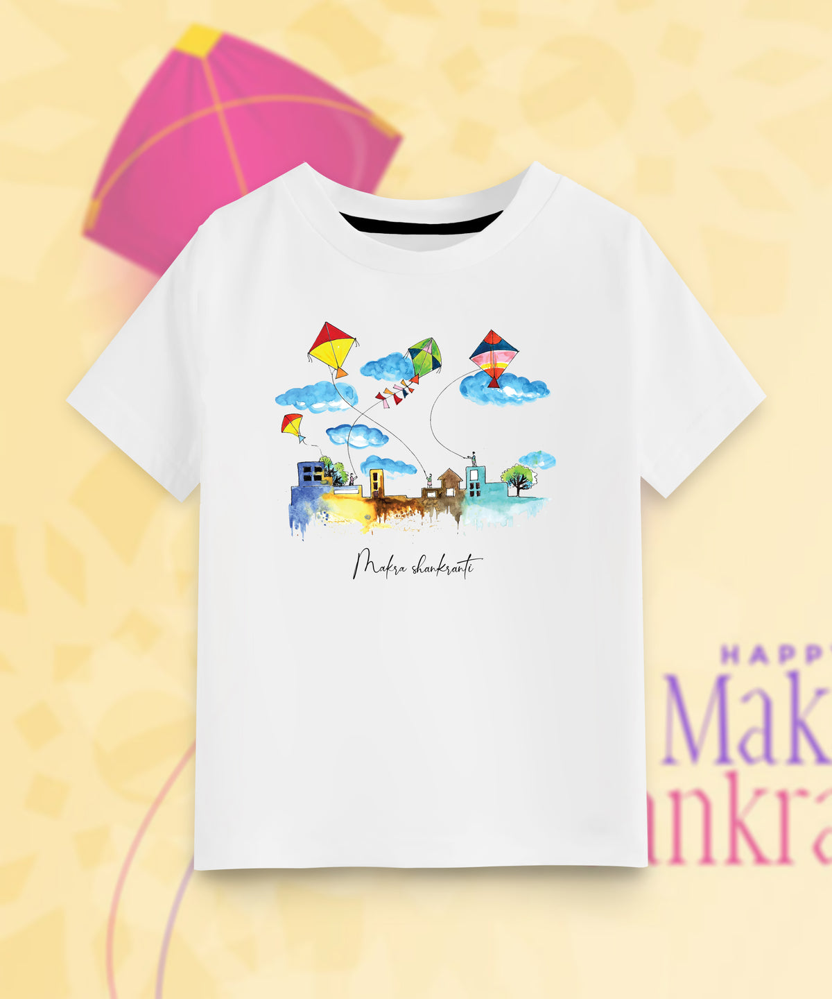 Kids Unisex Makar-sankranti Themed Cotton T-Shirt