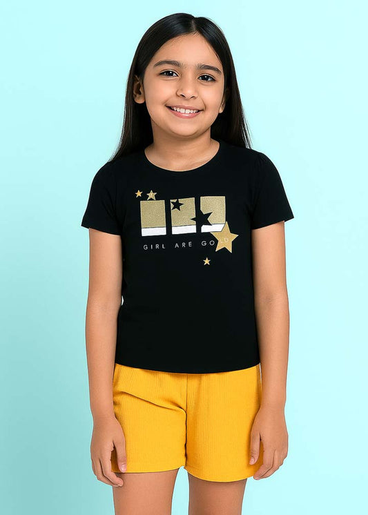 J&JP Kids Girls Printed T-shirt and Shorts Set