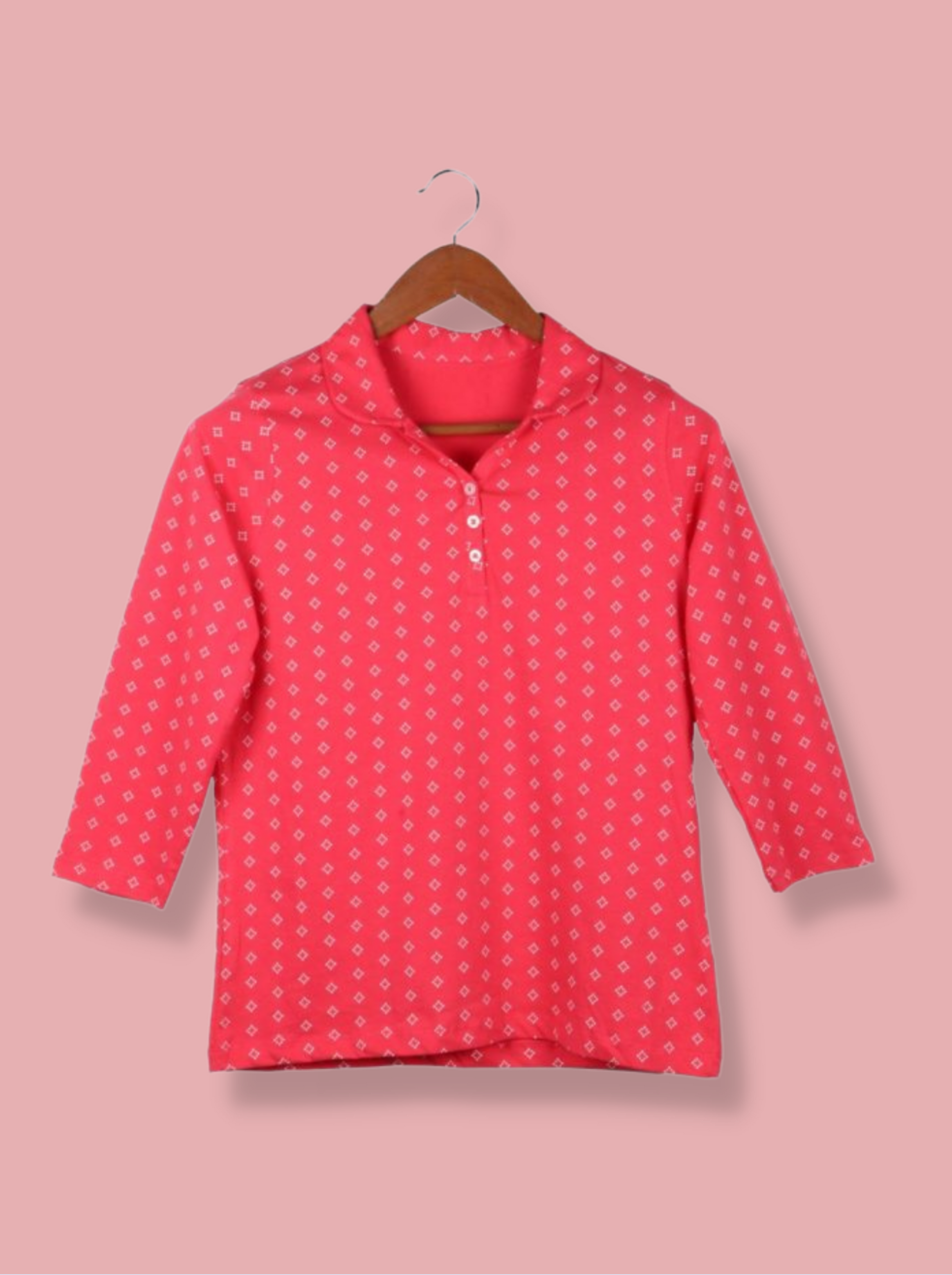 Women Pink Full sleeve  Cotton jersey knit T-Shirt