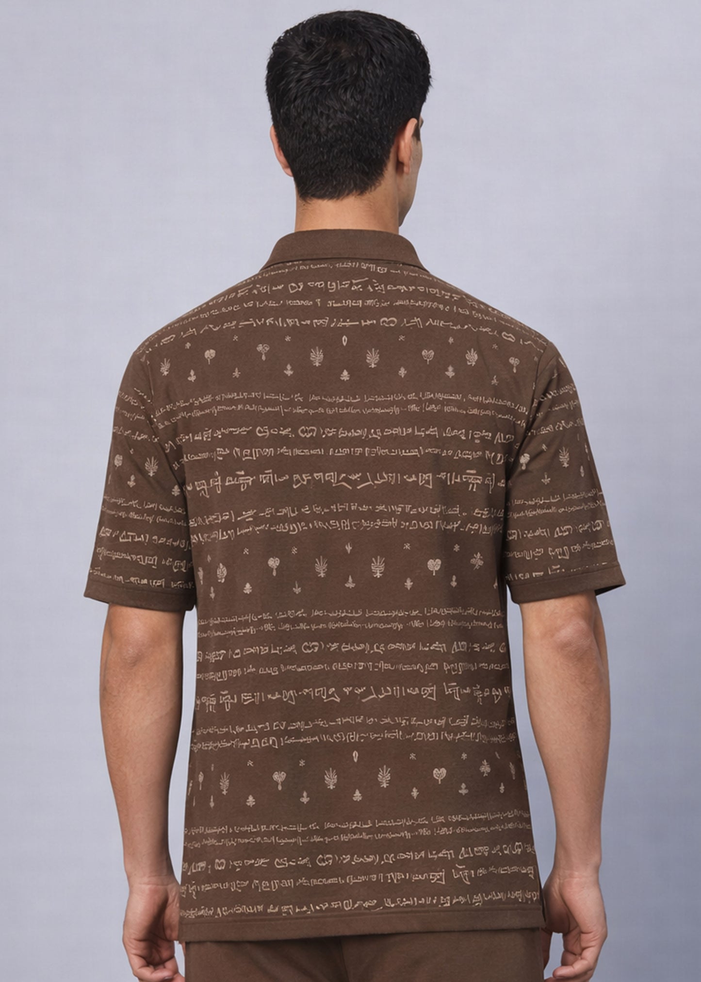 Kalvettu Printed Tamil Polo T-shirt- Brown
