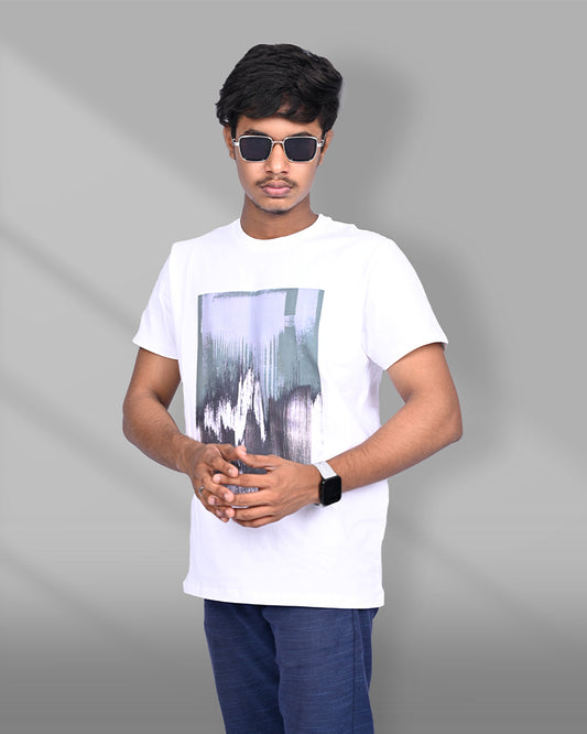 J&JP Men's Graphic Prined Half sleeve Tshirt-White