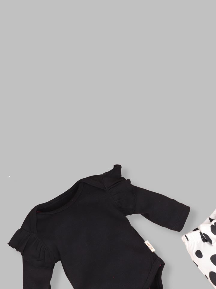 Babies Black Full sleeve Single Jersey Romper Set