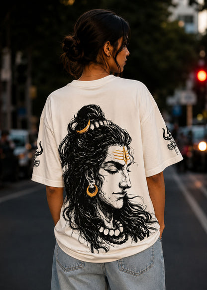 Womens Lord Shiva Artistic HD Print T-Shirt – Sleeve Printed Cotton Tee