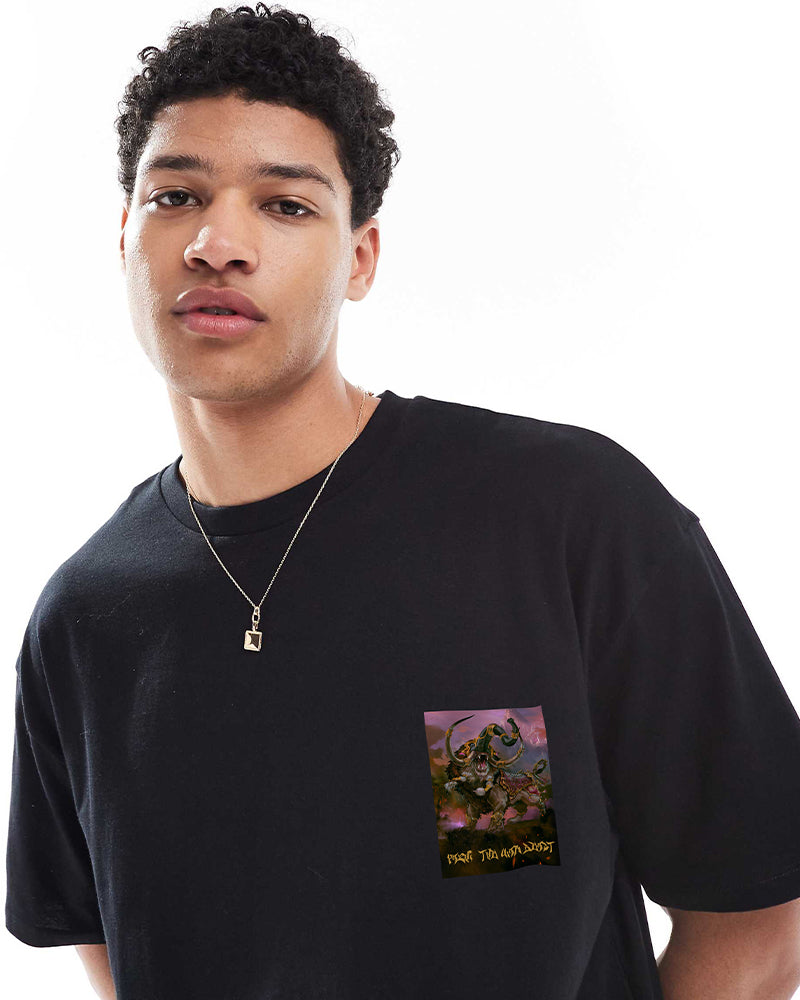 J&JP Men Yazhi Tamil Tshirt Oversized - Black