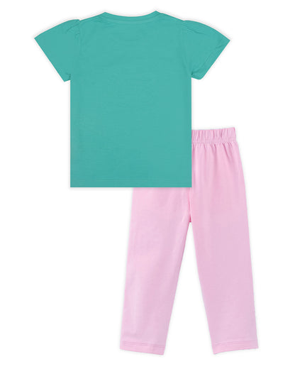 J&JP Kids Girls Printed T-shirt and Pant Set