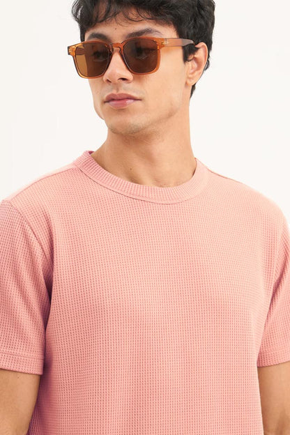 Men's Standard Fit Waffle T-Shirt-Peach