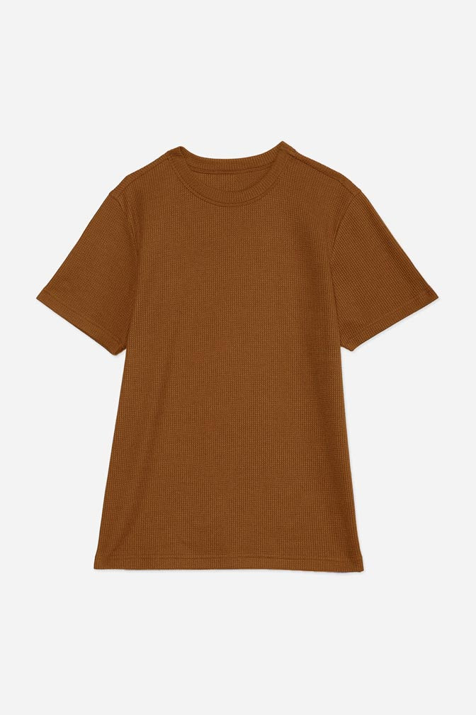Men's Standard Fit Waffle T-Shirt- Brown