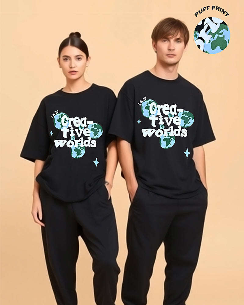 J&JP Mens oversized Puff Printed Tshirt