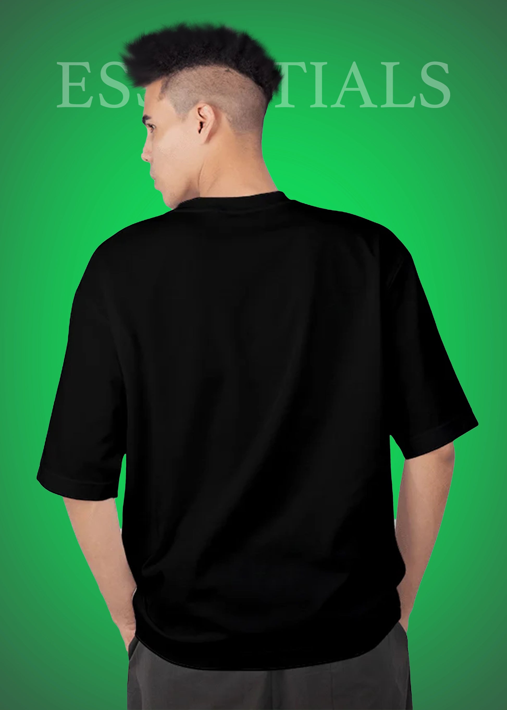 J&JP Men Oversized Back Printed T-Shirt-Black