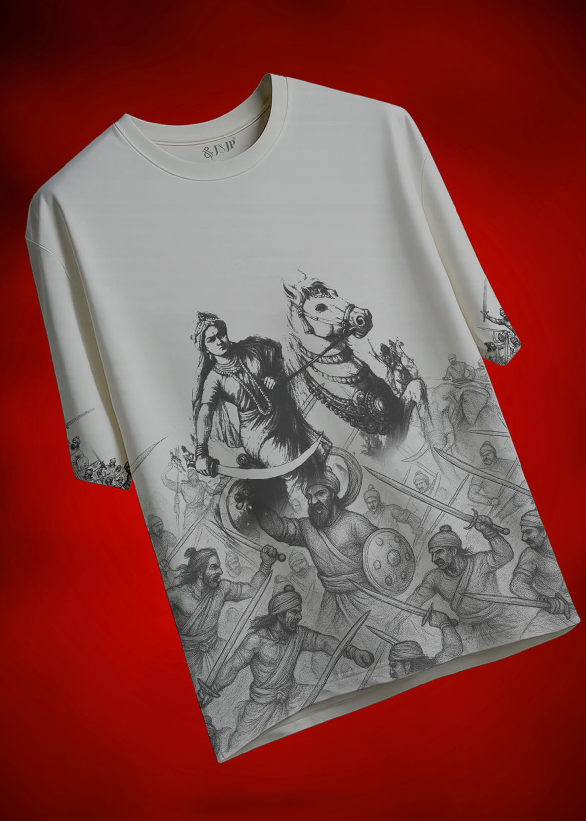 Womens Velu Nachiyar Battle Field Printed T-Shirt- Grey