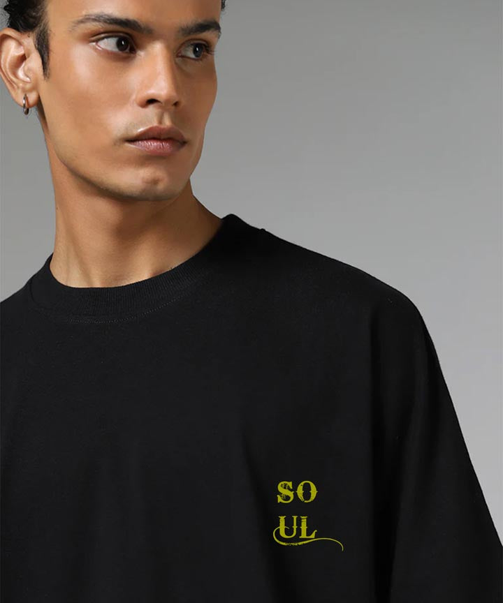 J&JP Men Oversized Back Printed T-shirt - Black