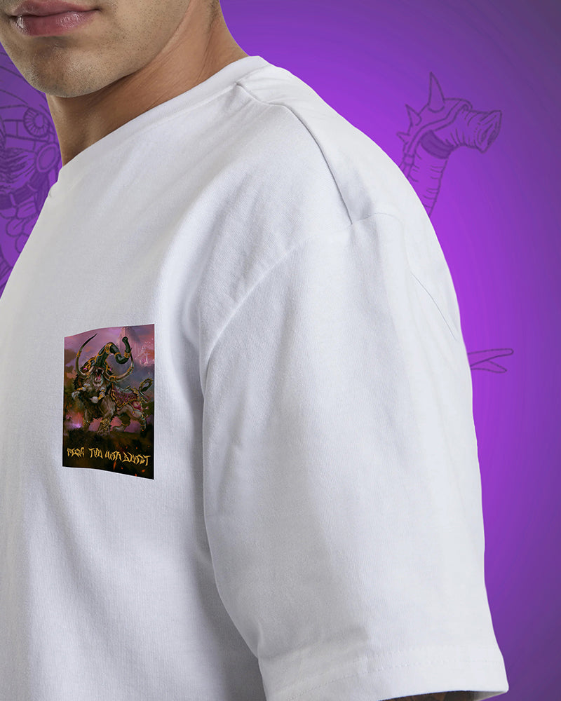 J&JP Men Yazhi Tamil Tshirt Oversized -White