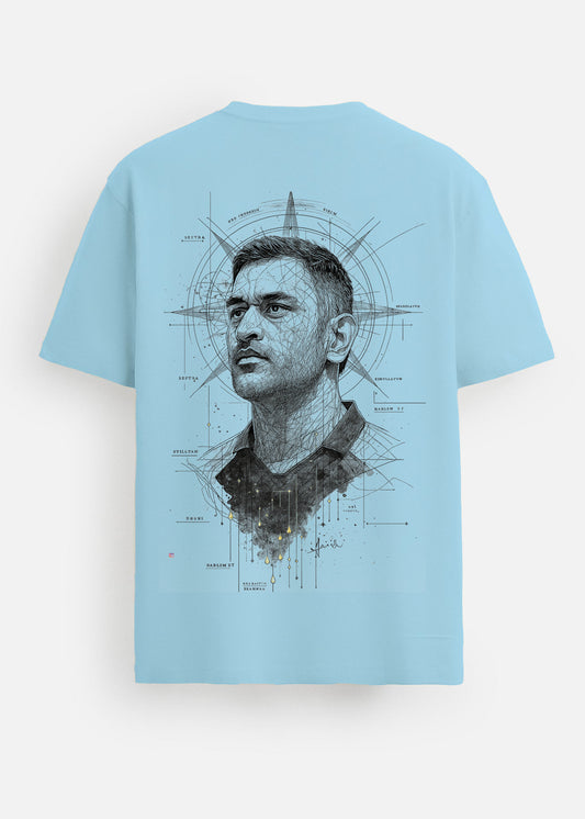 GOAT Series Iconic Dhoni Back Graphic Regular Fit T-Shirt for Men- Blue