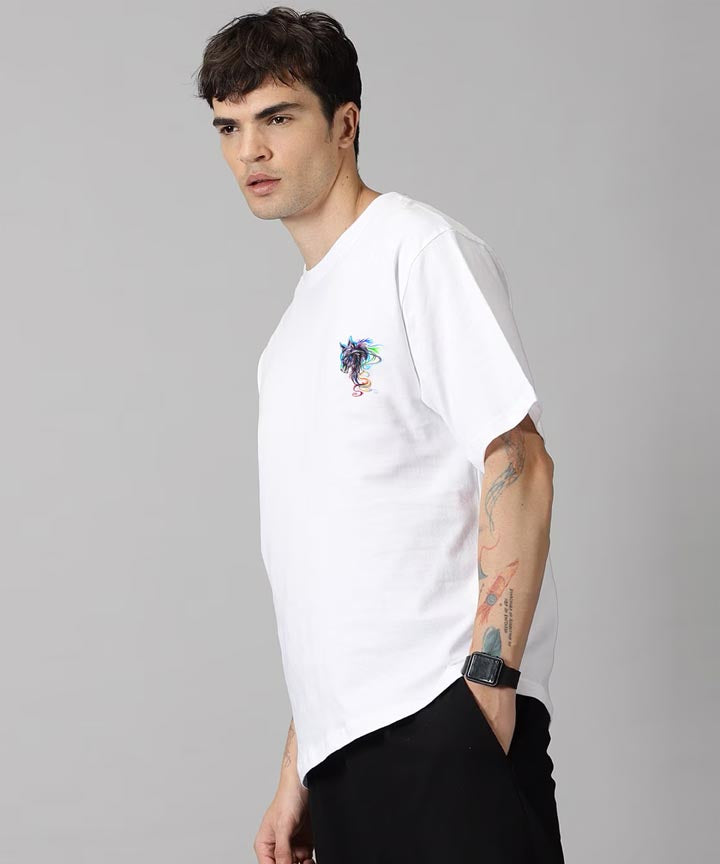 Men's White Oversized Back Printed T-Shirt - J&JP, Buy Now