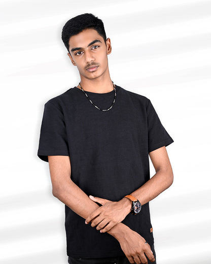 J&JP Men's Solid Tshirt -Black