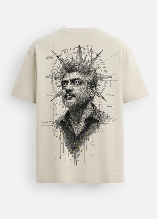 GOAT Series Iconic Ajith Back Graphic Regular Fit T-Shirt for Men- Beige
