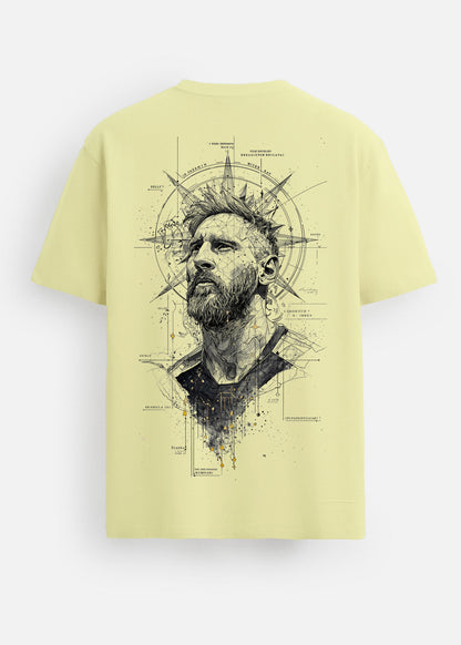 GOAT Series Iconic Messi Back Graphic Printed Regular Fit T-Shirt for Men-Lemon Yellow