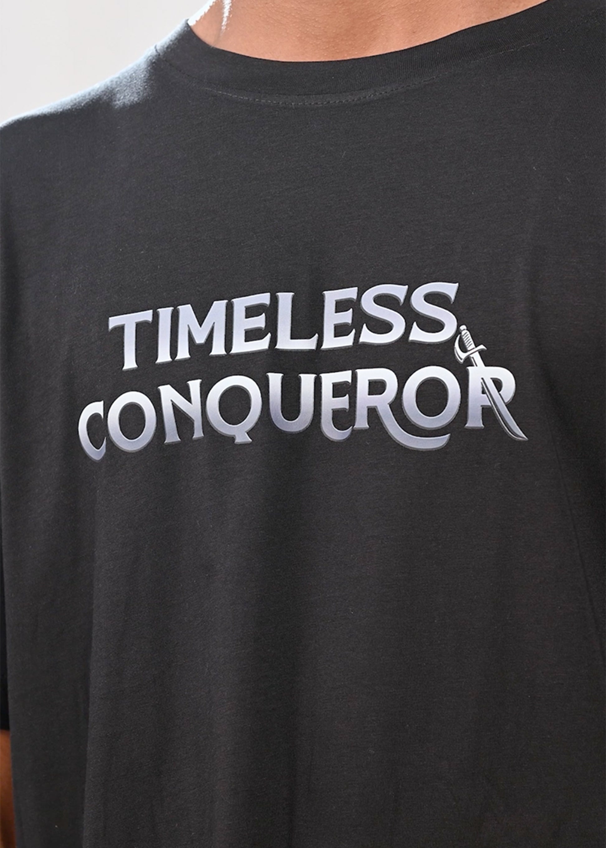 Epic Karna Printed Oversized T-Shirt- Black