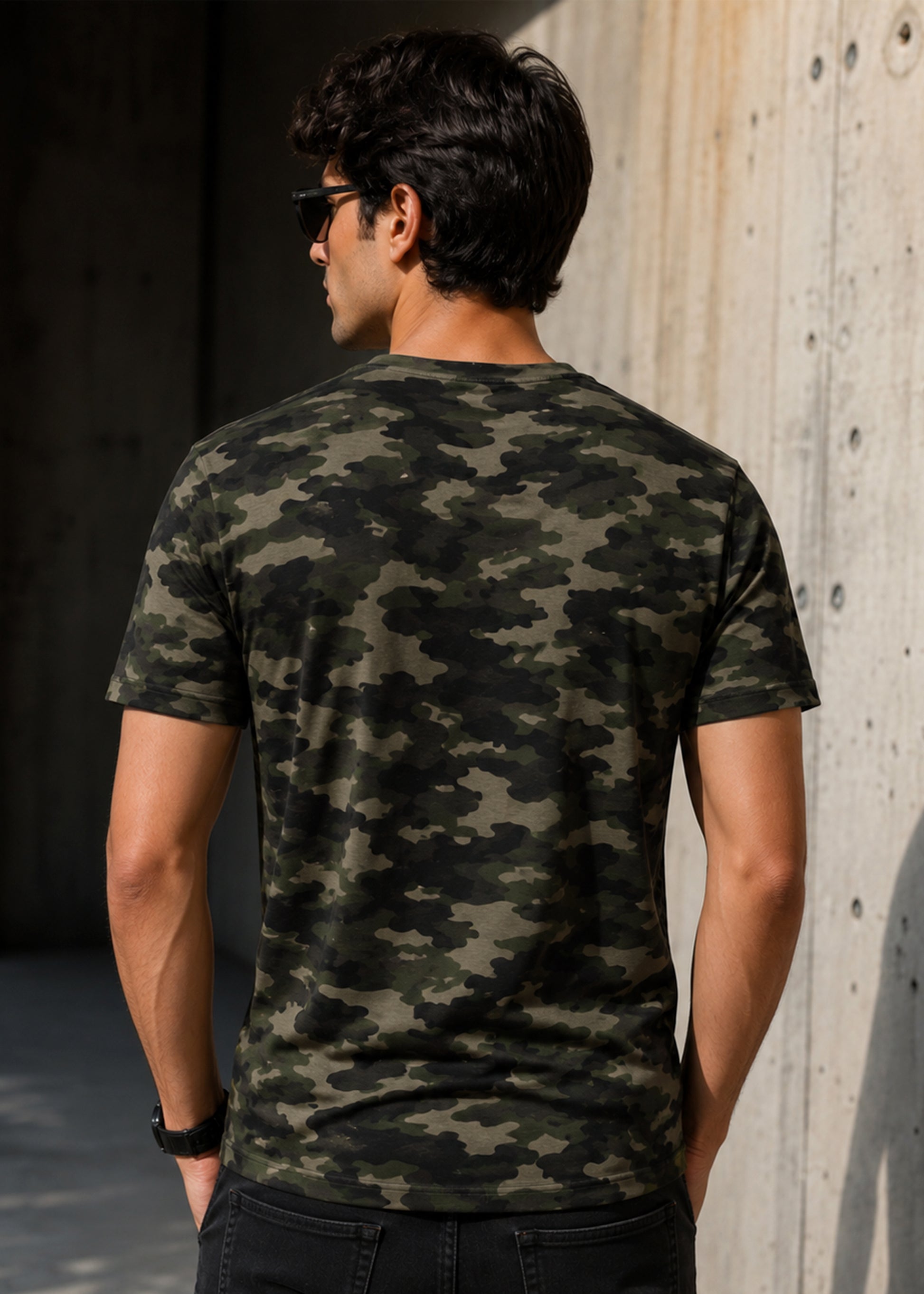 J&JP Premium Dark Green Army Print Crew Neck Mens T-Shirt