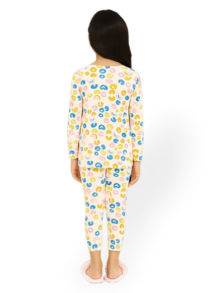 J&JP Kids Girls Printed T-shirt and Pant Set- Multicolor