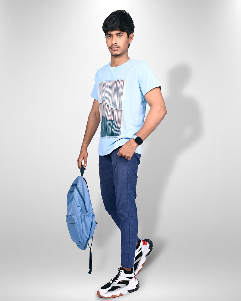 J&JP Men's Graphic Prined Half sleeve Tshirt-Blue