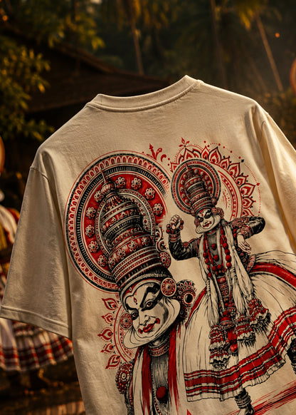 Nritya Kathakali Oversized T-Shirt – Kerala Onam Heritage Edition | J&JP