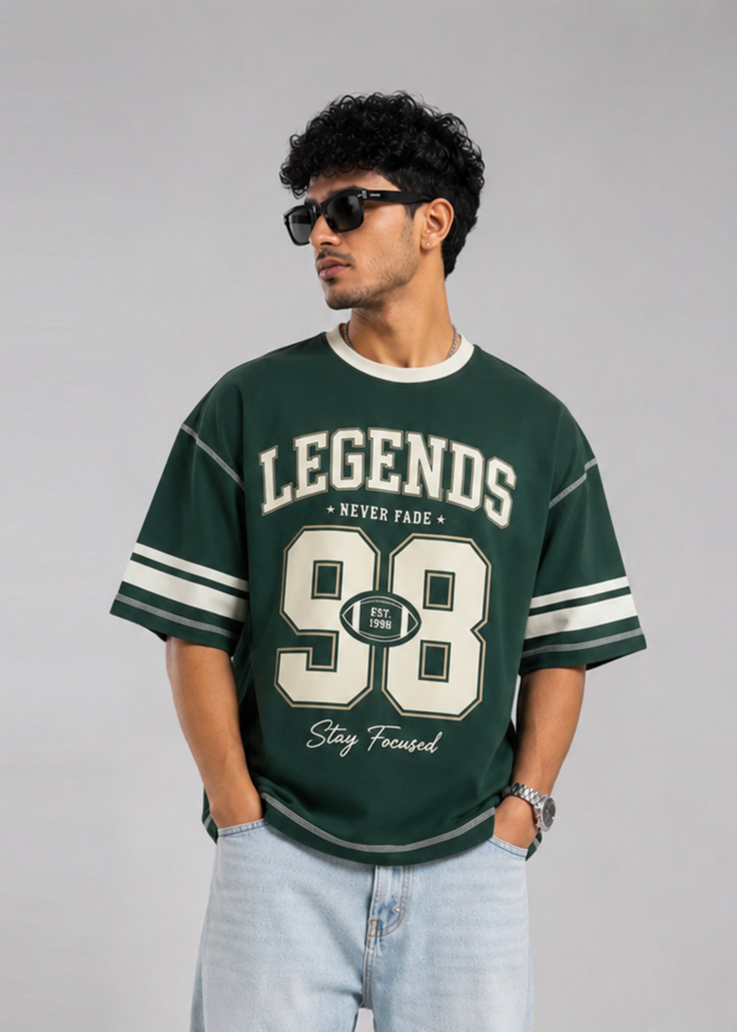 J&JP Bottle Green Legends 98 Oversized Mens T-Shirt
