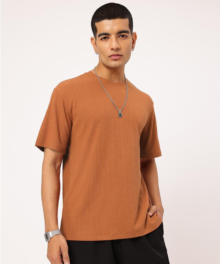 Men's Standard Fit Waffle T-Shirt-Toffy brown