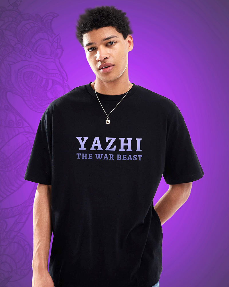 J&JP Yazhi The War Beast Men Oversized T-Shirt - Black