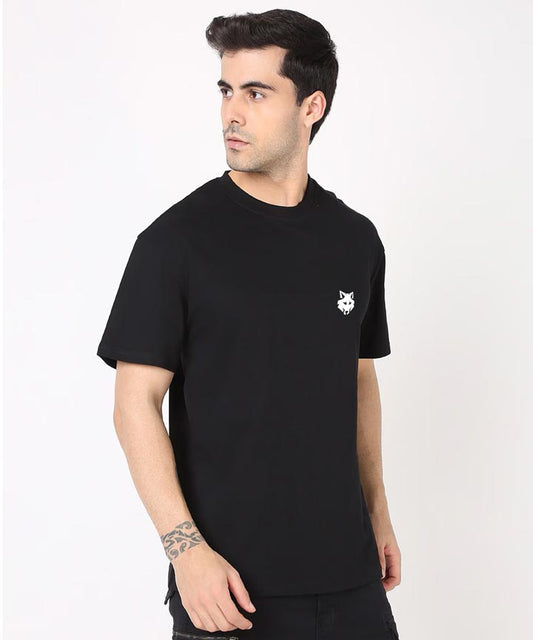J&JP Men Oversized Back Printed T-shirt - Black
