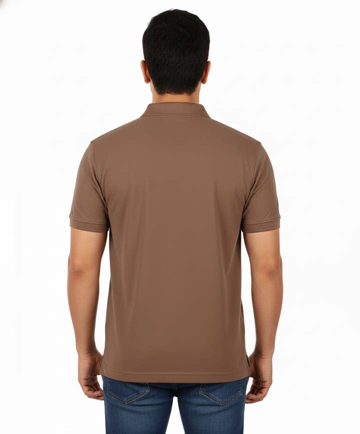 Aathichudi Tamil Script Printed Polo T-Shirt- Brown