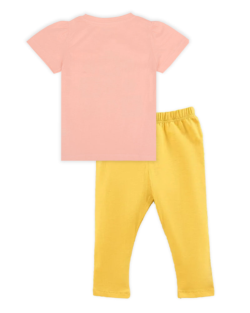 J&JP Kids Girls Printed T-shirt and Pant Set