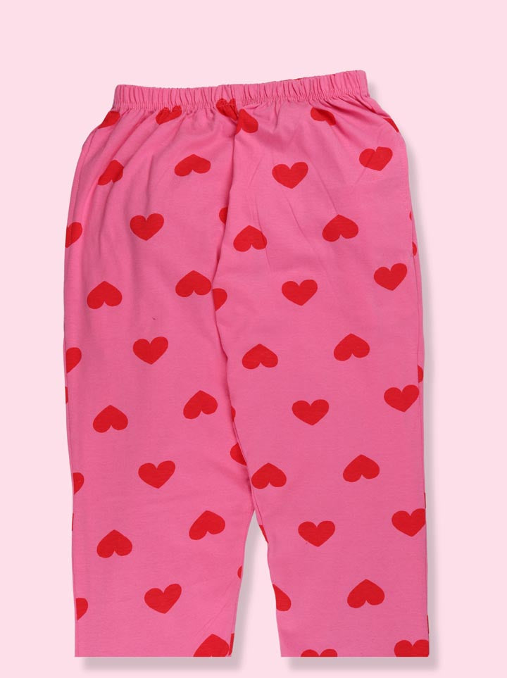 Women Pink Heart Printed Cotton Pyjamas