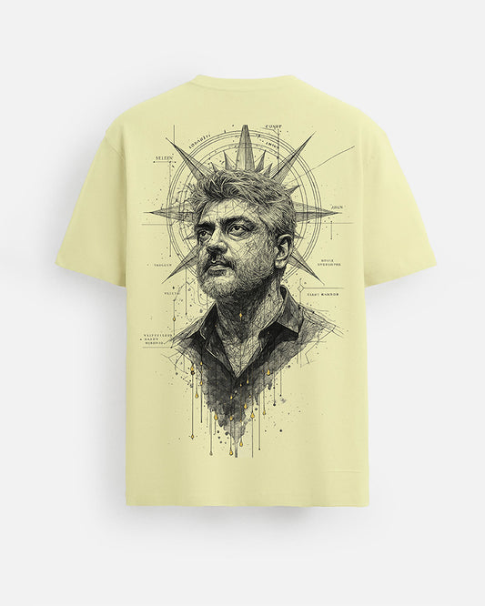 GOAT Series Iconic Ajith Back Graphic Regular Fit T-Shirt for Men- Lemon Yellow