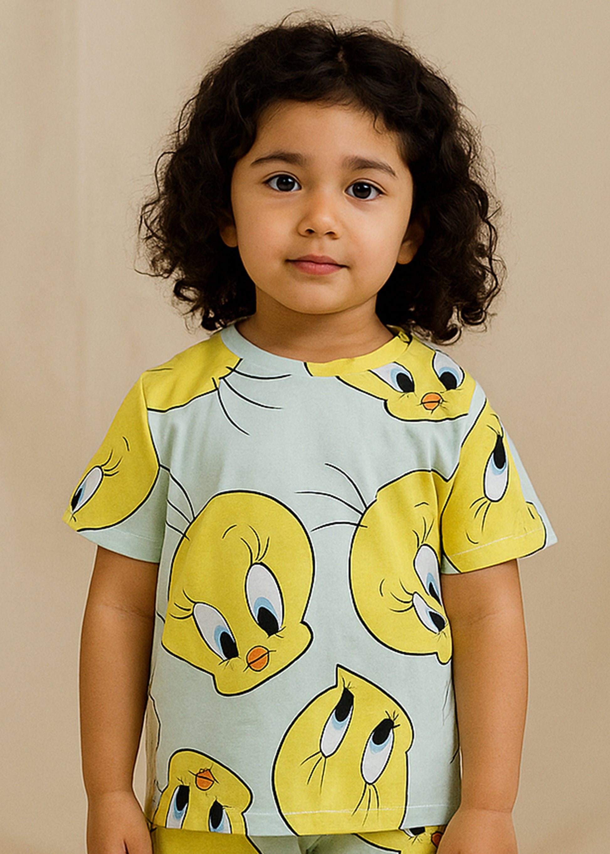 J&JP Kids Duck Printed Half Sleeve T-shirt and Pant Set- Sky Blue