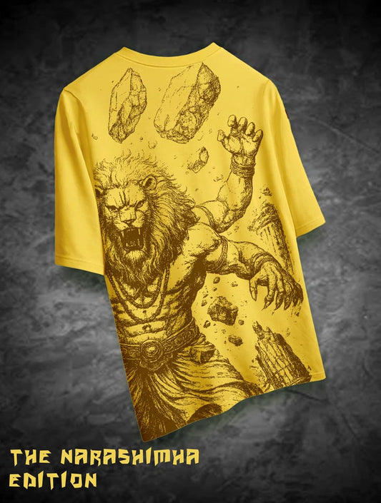 Maha Avatar Narashimar - Yellow Artistic T-Shirt