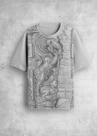 J&JP Men's yazhi Printed Five Sleeve T-shirt- Grey