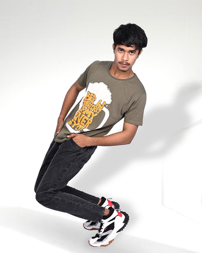 J&JP Men's Beer Printed Tshirt