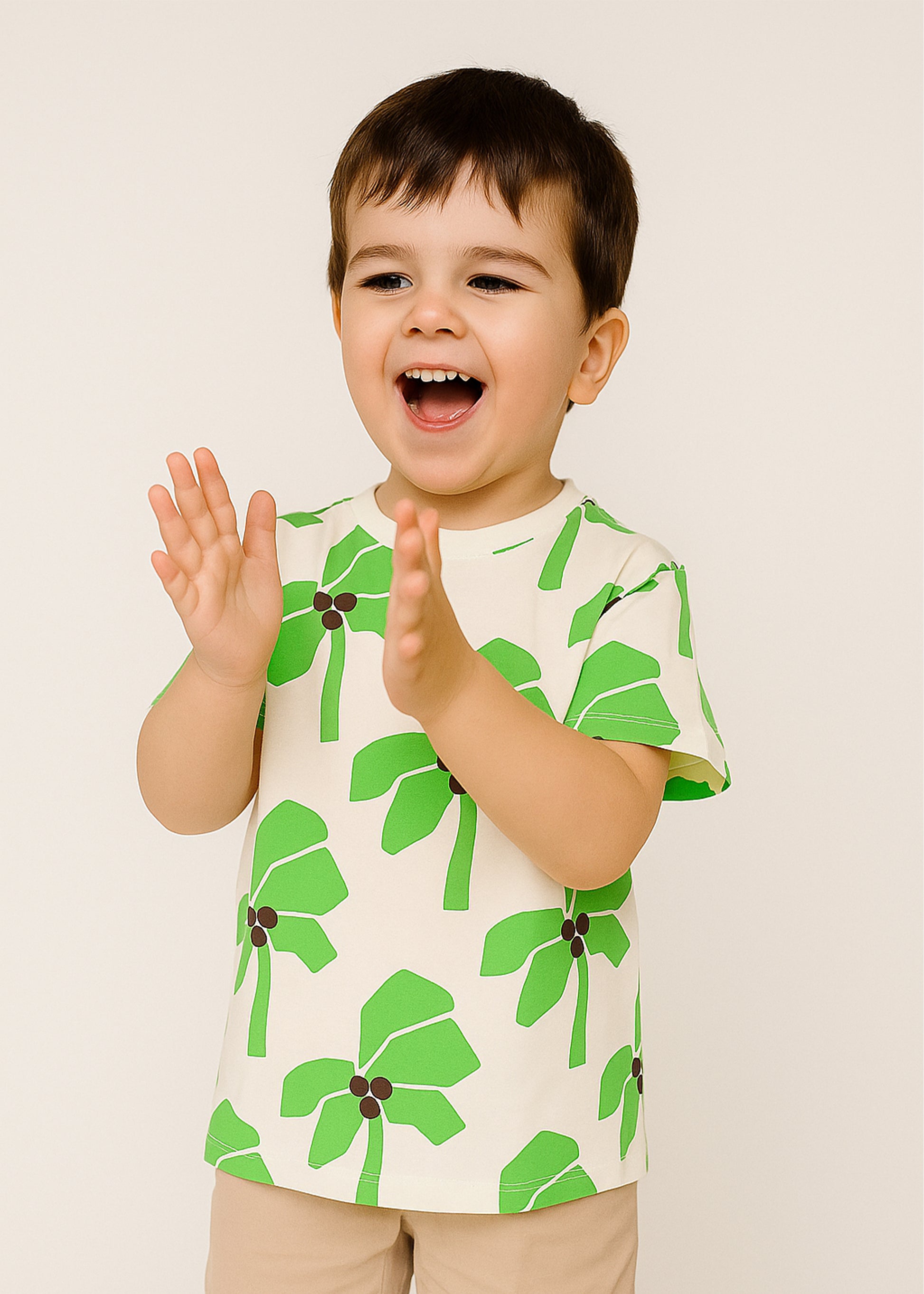 J&JP Boys Printed Half Sleeve T-Shirt- Off White