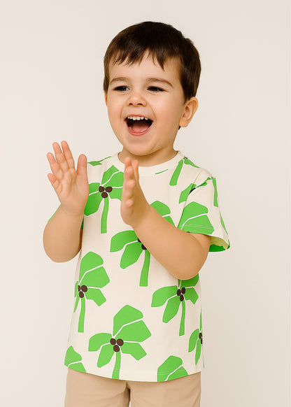 J&JP Boys Printed Half Sleeve T-Shirt- Off White