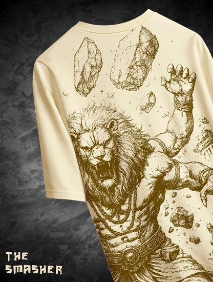 Maha Avatar Narashimar - Beige Artistic T-Shirt
