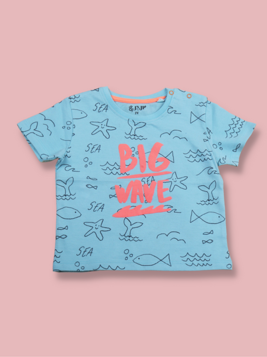 Kids Blue Half sleeve, Short Sleeve Solid Cotton jersey knit, Single Jersey T-Shirt