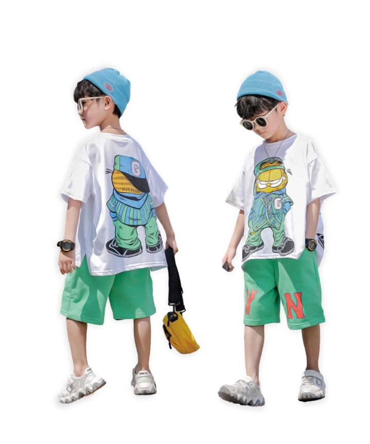 J&JP Kids Boys Printed Half Sleeve T-shirt and Shorts Set