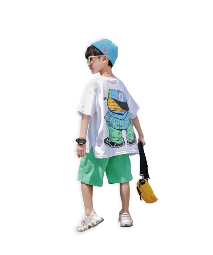 J&JP Kids Boys Printed Half Sleeve T-shirt and Shorts Set