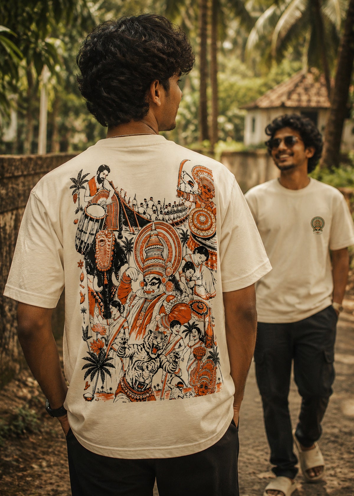 Nritha Vaibhavam Orange Oversized T-Shirt – Kerala Onam Performance Edition | J&JP