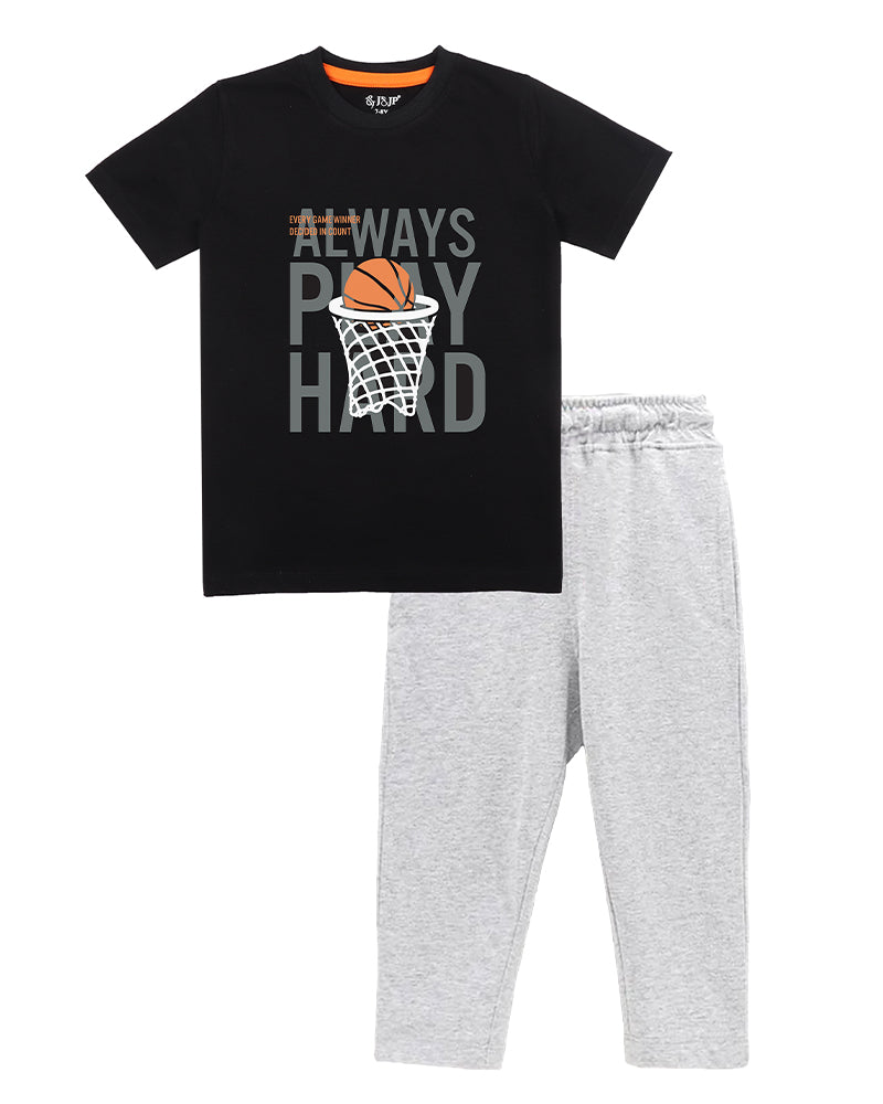 J&JP Kids Boys Printed T-shirt and Pant Set
