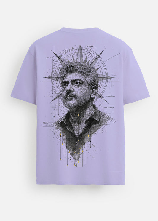 GOAT Series Iconic Ajith Back Graphic Regular Fit T-Shirt for Men- Purple
